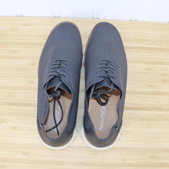 NAUTICA Men's Wrenwood Canvas Leather Navy Knit Fashion Casual Shoes Size US 10 - Picture 6 of 9